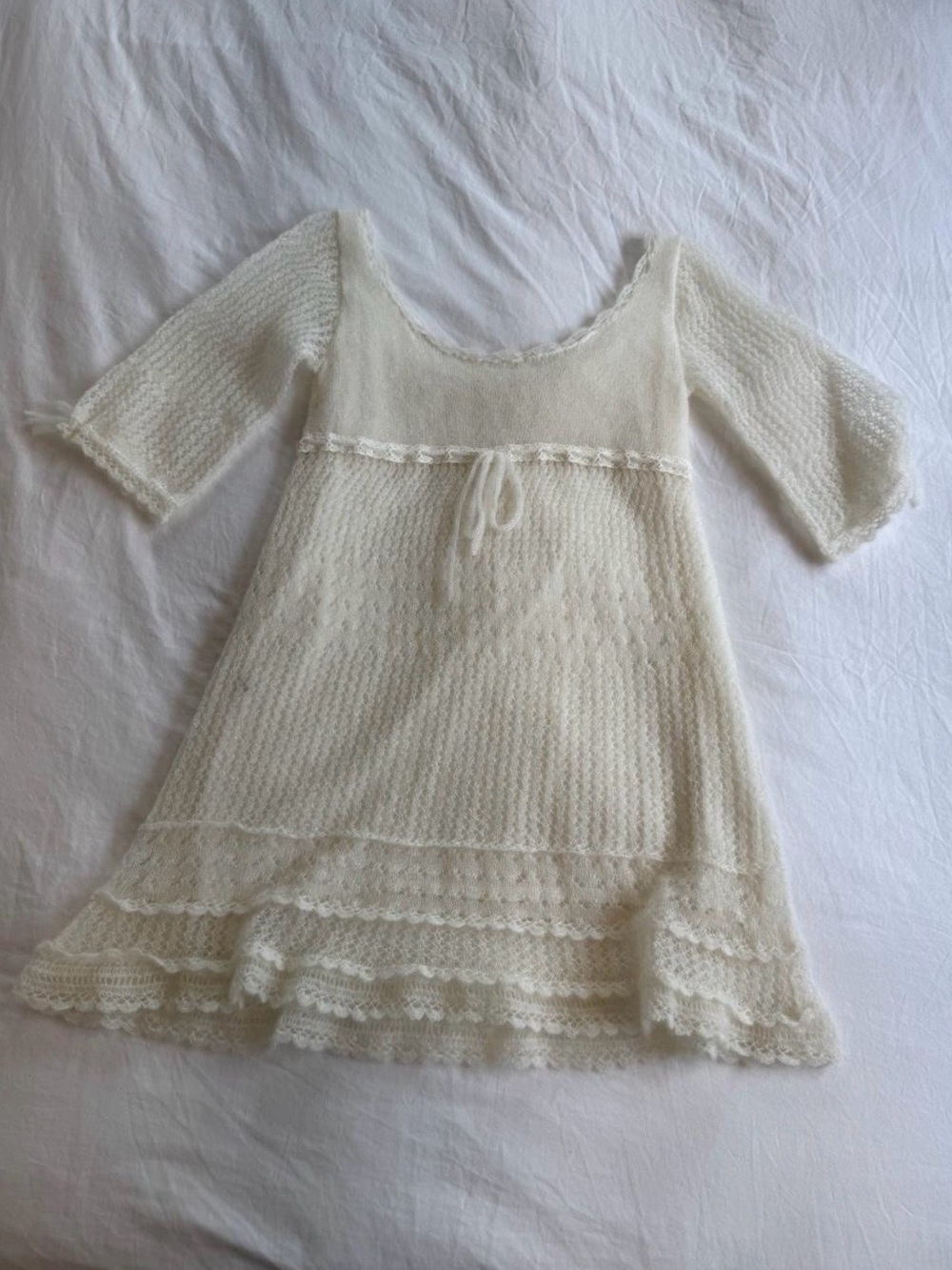 Mirror Palais cream crochet babydoll dress!
